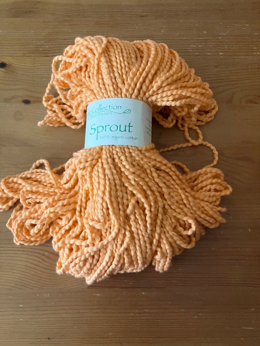 SPROUT Verde Collection Yarn 100% Peruvian Organic Cotton Peach/Orange 4 oz/100g